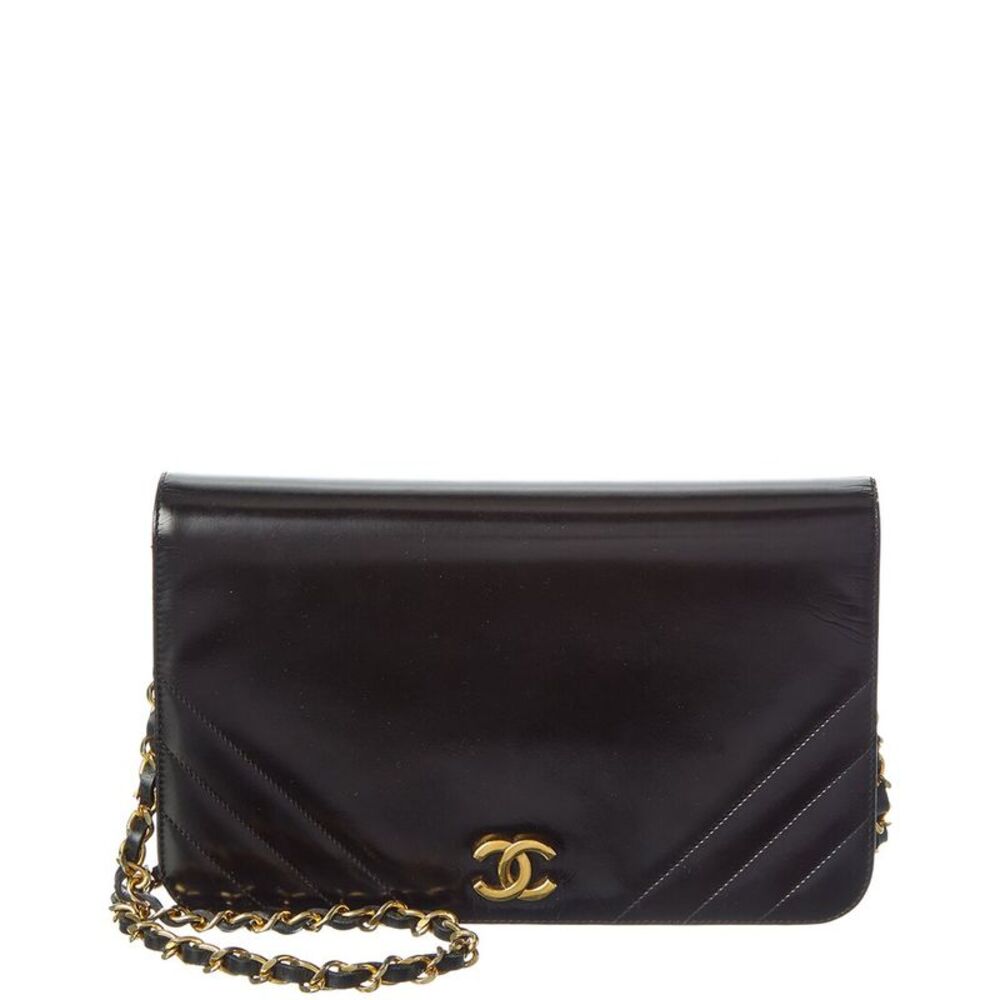 Chanel Black Lambskin Chevron Leather Quilted Small Single Flap